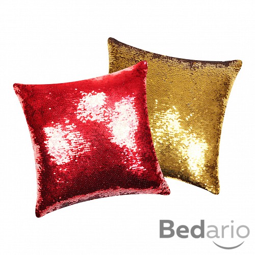 Povlak na polštářek s flitry 40x40 Červená/zlatá