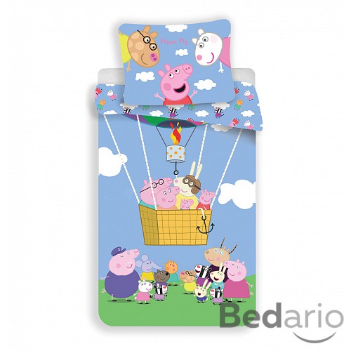 Bavlněné povlečení 140x200+70x90 Peppa odlétá