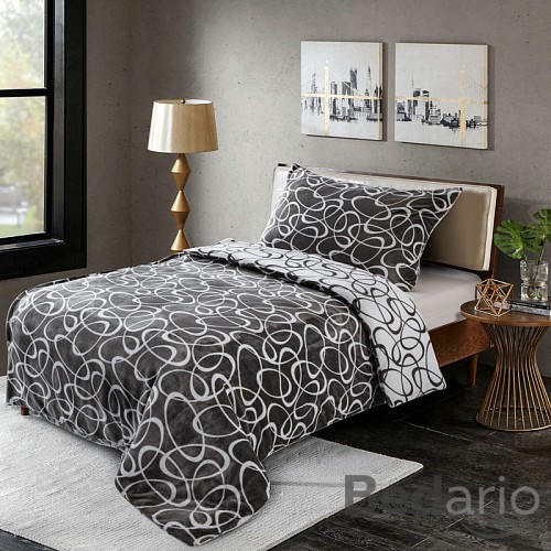 Mikroplyšové povlečení Premium 140x200+70x90 Kristy šedá