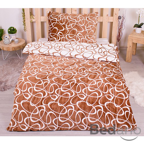 Mikroplyšové povlečení Premium 140x200+70x90 Kristy hnědá