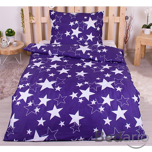 Povlečení mikrovlákno LIMITED 140x200+70x90 Vykrajované hvězdy modré