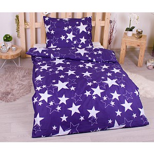 Povlečení mikrovlákno LIMITED 140x200+70x90 Vykrajované hvězdy modré