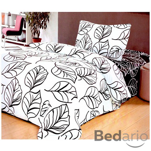 Francouzské povlečení Black & White - Leaf