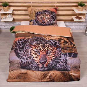 3D povlečení 140x200+70x90 Leopard