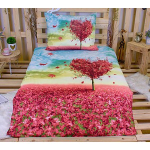 3D povlečení 140x200+70x90 Zamilovaný podzim