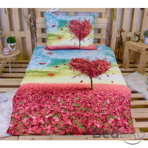 3D povlečení 140x200+70x90 Zamilovaný podzim