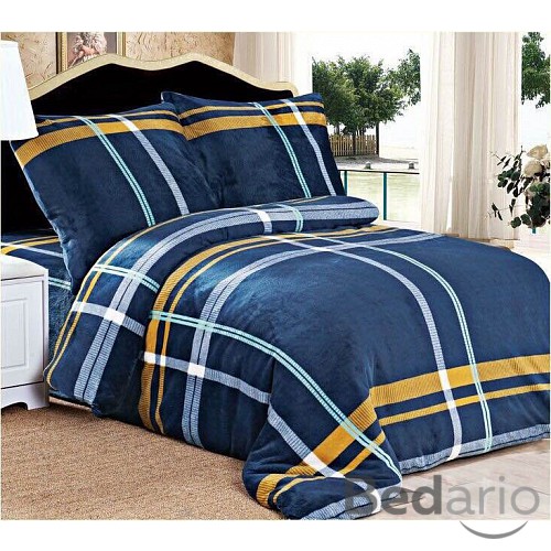 Francouzské mikroplyšové povlečení Premium - Modrá kostka