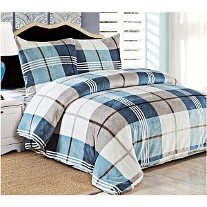 Francouzské mikroplyšové povlečení Premium - Šedá kostka