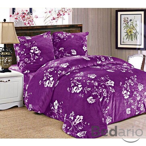 Francouzské mikroplyšové povlečení Premium - Fialové květiny