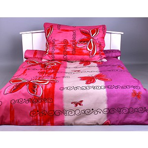 Flanelové povlečení TOP - Růžoví motýli