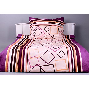 Flanelové povlečení TOP - Fialové čtverce