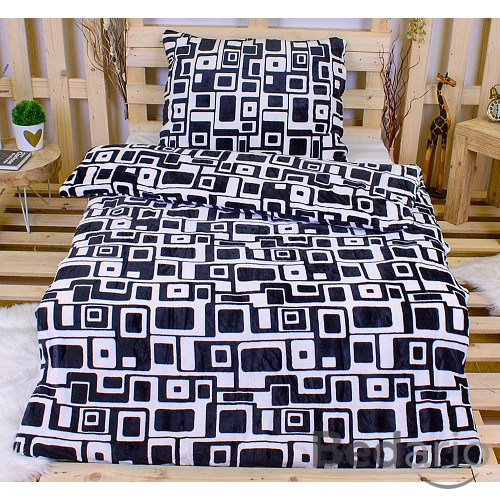 Mikroplyšové povlečení Premium 140x200+70x90 Černobílé bludiště