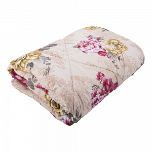 Prošívaná přikrývka ECONOMY zlaté a červené květy 140x200
