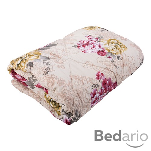 Prošívaná přikrývka ECONOMY zlaté a červené květy 140x200