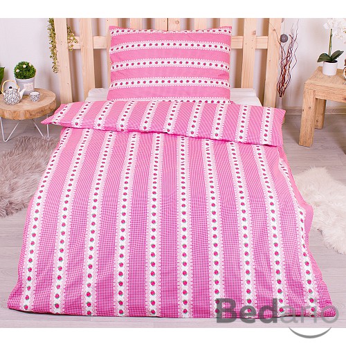 Bavlněné povlečení 140x200+70x90 Barunka malinová