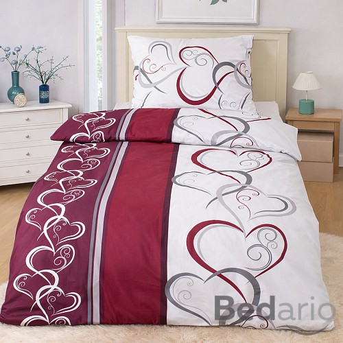 Bavlněné povlečení Deluxe 140x200+70x90 Srdce jedním tahem