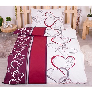 Bavlněné povlečení Deluxe 140x200+70x90 Srdce jedním tahem