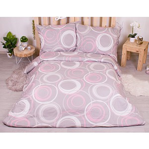 Bavlněné povlečení economy 220x200+70x90 Kruhomalba růžové