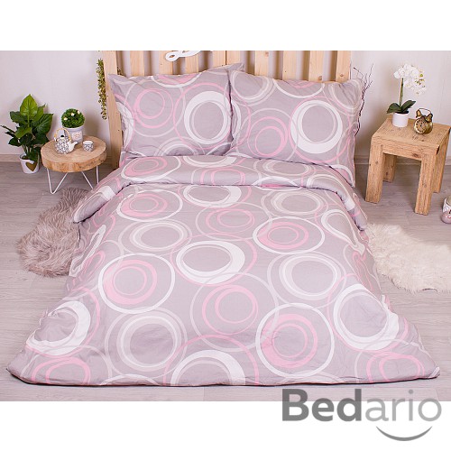 Bavlněné povlečení economy 220x200+70x90 Kruhomalba růžové