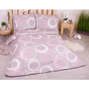 Bavlněné povlečení economy 220x200+70x90 Kruhomalba růžové