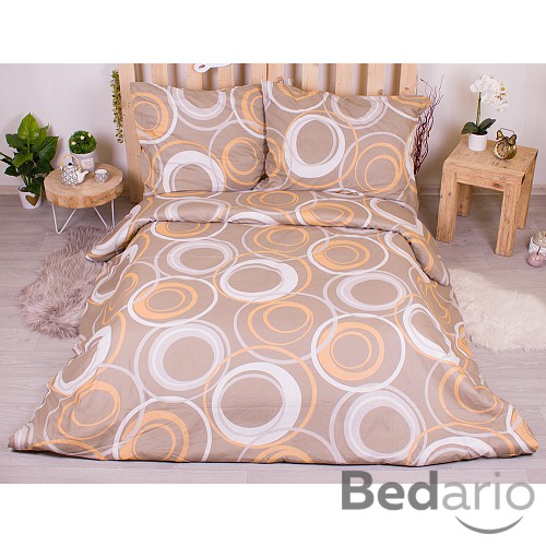 Bavlněné povlečení economy 220x200+70x90 Kruhomalba žluté