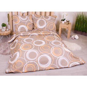 Bavlněné povlečení economy 220x200+70x90 Kruhomalba žluté