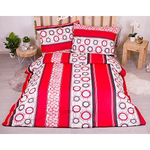 Francouzské bavlněné povlečení economy 220x200+70x90 Bubliny v pruzích červené