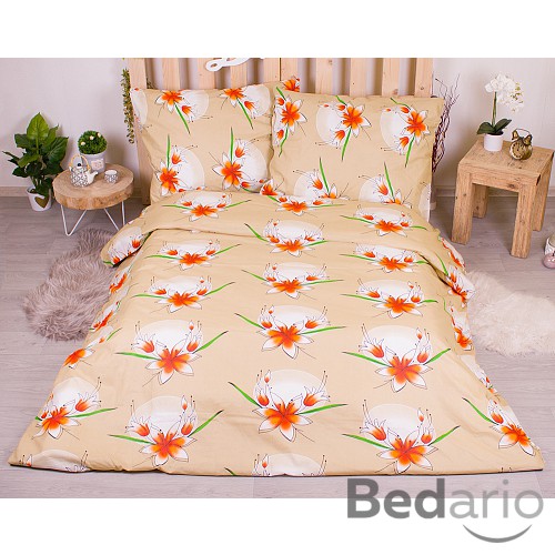 Francouzské bavlněné povlečení economy 220x200+70x90 Lilie oranžové