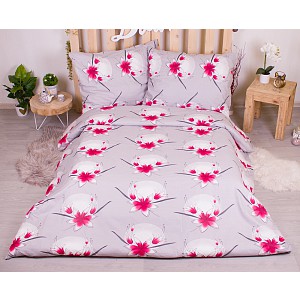 Bavlněné povlečení economy 220x200+70x90 Lilie červené