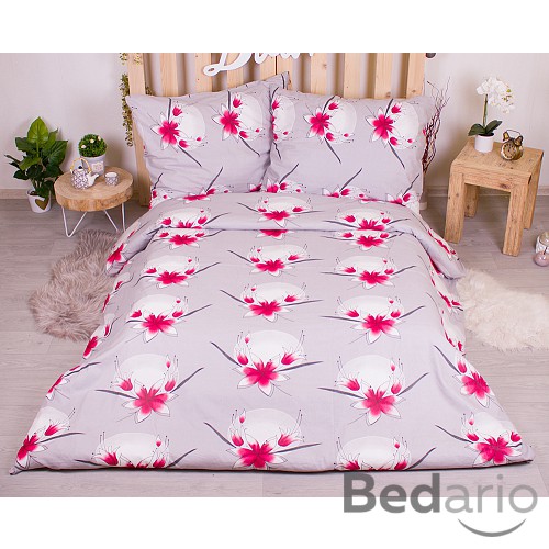 Bavlněné povlečení economy 220x200+70x90 Lilie červené