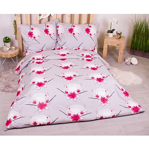 Bavlněné povlečení economy 220x200+70x90 Lilie červené