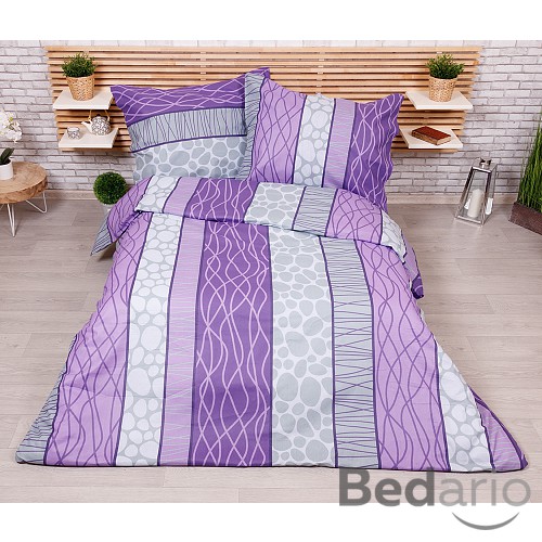 Bavlněné povlečení economy 220x200+70x90 Wild stripes fialové