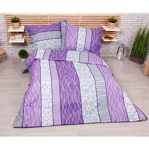 Bavlněné povlečení economy 220x200+70x90 Wild stripes fialové