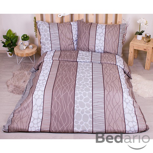 Bavlněné povlečení economy 220x200+70x90 Wild stripes hnědé