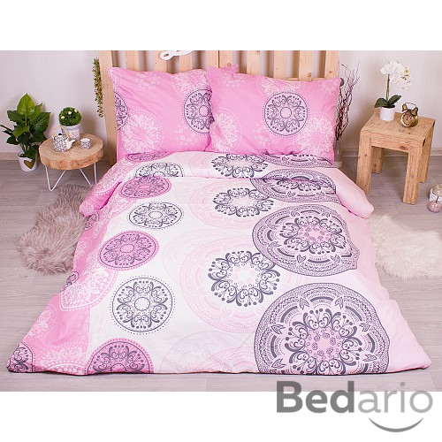 Bavlněné povlečení economy 220x200+70x90 Mandala růžové