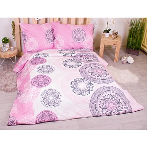 Bavlněné povlečení economy 220x200+70x90 Mandala růžové