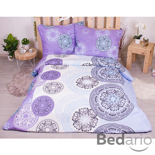 Bavlněné povlečení economy 220x200+70x90 Mandala fialové