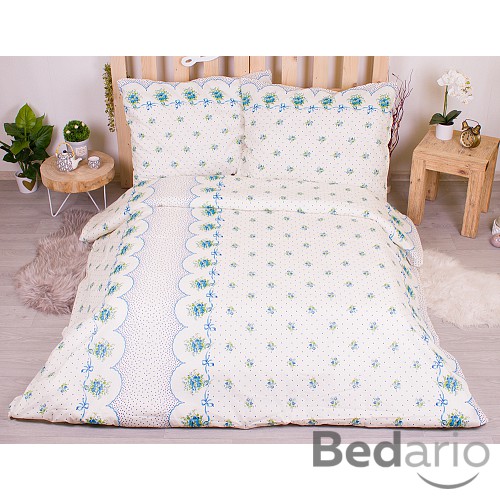 Franocuzské bavlněné povlečení economy 220x200+70x90 Bouquet blue