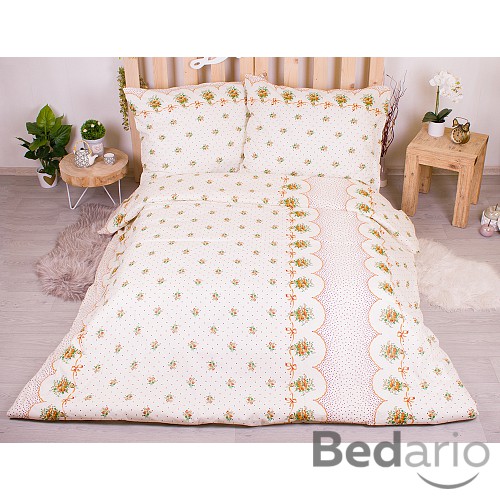 Francouzské bavlněné povlečení economy 220x200+70x90 Bouquet orange