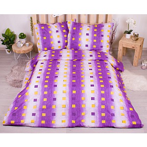 Bavlněné povlečení economy 220x200+70x90 Squares purple