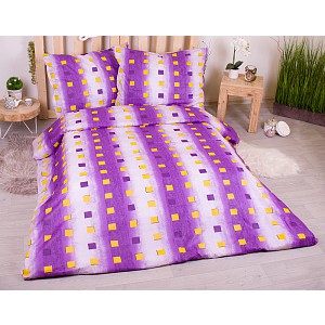 Bavlněné povlečení economy 220x200+70x90 Squares purple