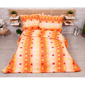 Bavlněné povlečení economy 220x200+70x90 Squares orange