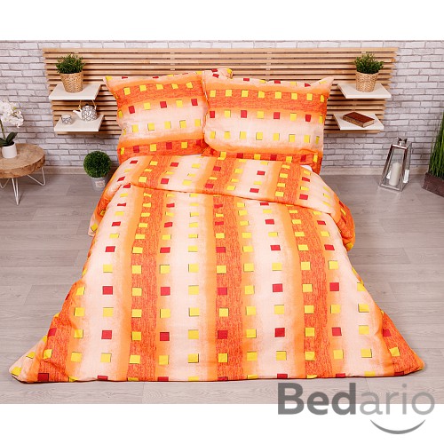 Bavlněné povlečení economy 220x200+70x90 Squares orange