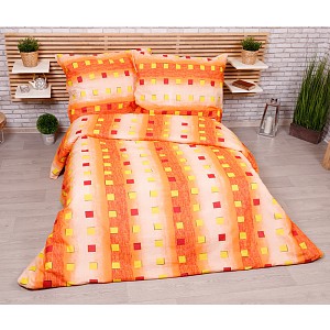 Bavlněné povlečení economy 220x200+70x90 Squares orange