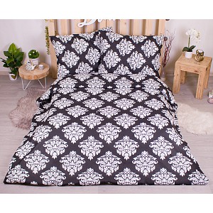 Bavlněné povlečení economy 220x200+70x90 Black ornate