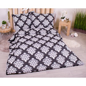 Bavlněné povlečení economy 220x200+70x90 Black ornate