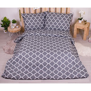 Bavlněné povlečení economy 220x200+70x90 Mříž ozdobná šedé