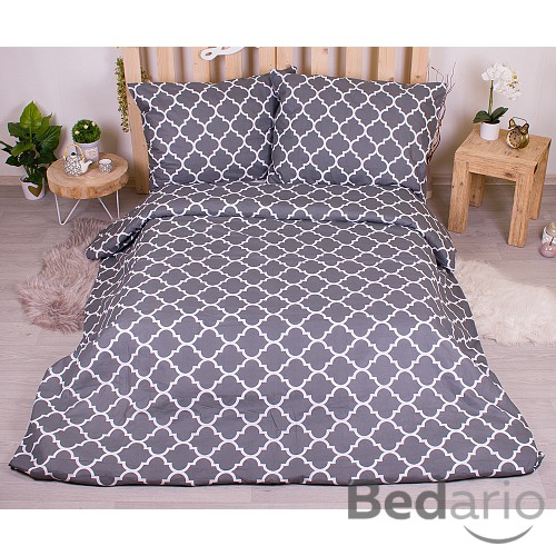 Bavlněné povlečení economy 220x200+70x90 Mříž ozdobná šedé