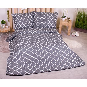 Bavlněné povlečení economy 220x200+70x90 Mříž ozdobná šedé