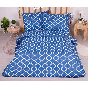 Bavlněné povlečení economy 220x200+70x90 Mříž ozdobná modré